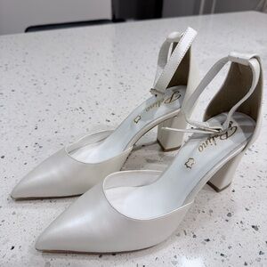 Chic Cream Block Heel Women's Shoes